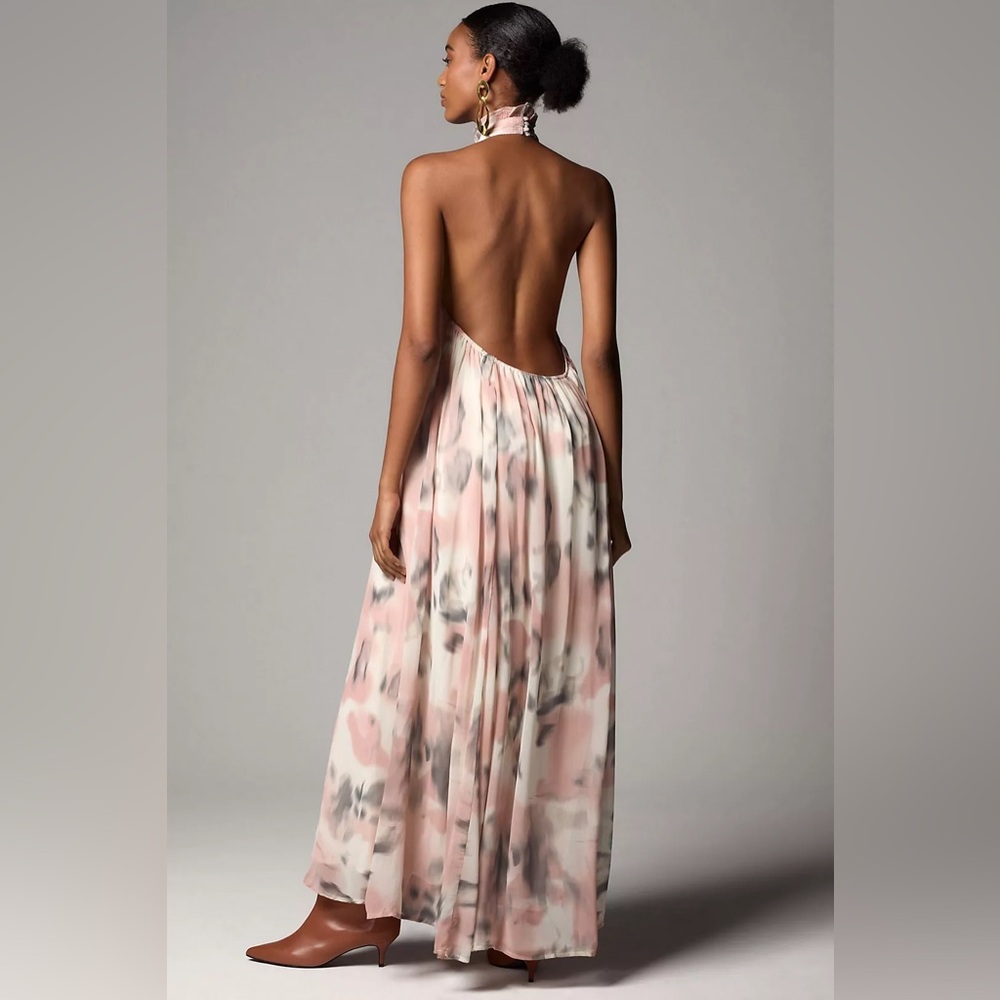 Maeve Halter Sheer Printed Maxi Dress - Picture 3 of 5